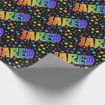 [ Thumbnail: Rainbow First Name "Jared" + Stars Wrapping Paper ]