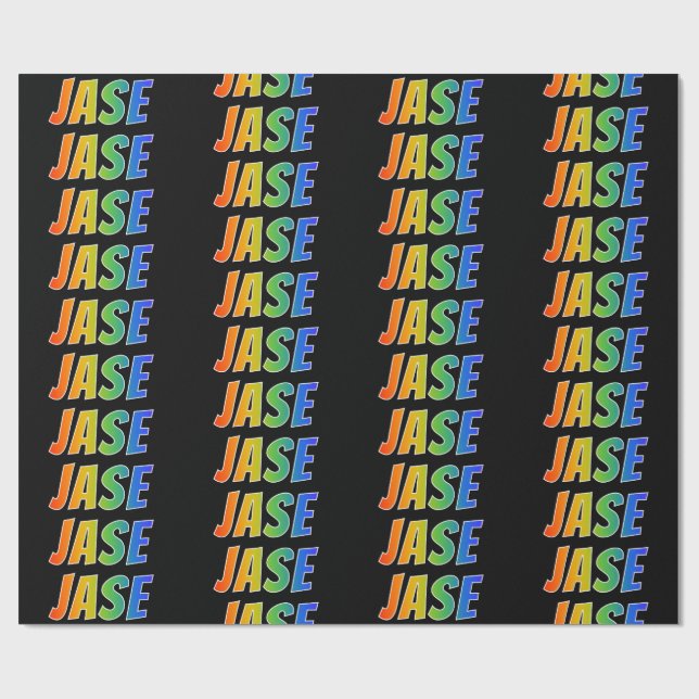 Rainbow First Name "JASE"; Fun & Colorful Wrapping Paper (Flat)
