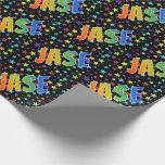[ Thumbnail: Rainbow First Name "Jase" + Stars Wrapping Paper ]