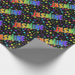 [ Thumbnail: Rainbow First Name "Jasmine" + Stars Wrapping Paper ]