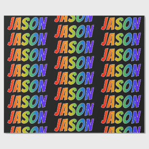 Rainbow First Name "JASON"; Fun & Colorful Wrapping Paper