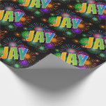 [ Thumbnail: Rainbow First Name "Jay" + Fireworks Wrapping Paper ]