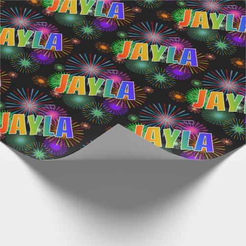 Rainbow First Name JAYLA  Fireworks Wrapping Paper