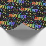 [ Thumbnail: Rainbow First Name "Jeffery" + Stars Wrapping Paper ]