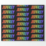 [ Thumbnail: Rainbow First Name "Jeffrey"; Fun & Colorful Wrapping Paper ]