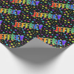 [ Thumbnail: Rainbow First Name "Jeffrey" + Stars Wrapping Paper ]