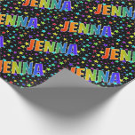 [ Thumbnail: Rainbow First Name "Jenna" + Stars Wrapping Paper ]
