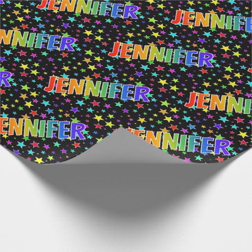 Rainbow First Name JENNIFER  Stars Wrapping Paper