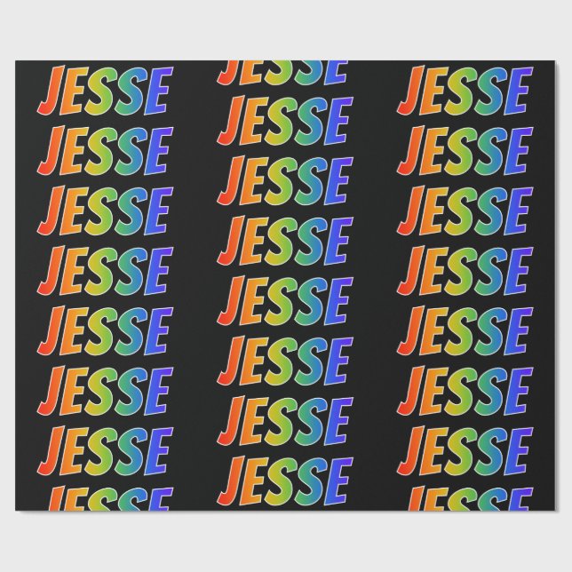 Rainbow First Name "JESSE"; Fun & Colorful Wrapping Paper (Flat)