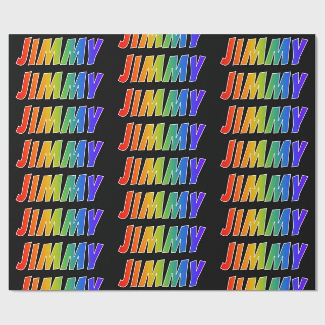 Rainbow First Name "JIMMY"; Fun & Colorful Wrapping Paper (Flat)