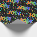 [ Thumbnail: Rainbow First Name "Jodi" + Stars Wrapping Paper ]