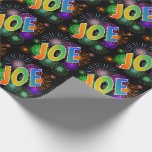 [ Thumbnail: Rainbow First Name "Joe" + Fireworks Wrapping Paper ]