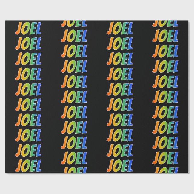 Rainbow First Name "JOEL"; Fun & Colorful Wrapping Paper (Flat)