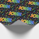 [ Thumbnail: Rainbow First Name "John" + Stars Wrapping Paper ]