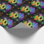 [ Thumbnail: Rainbow First Name "Jon" + Fireworks Wrapping Paper ]