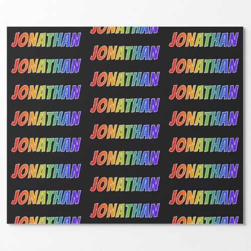 Rainbow First Name JONATHAN Fun  Colorful Wrapping Paper