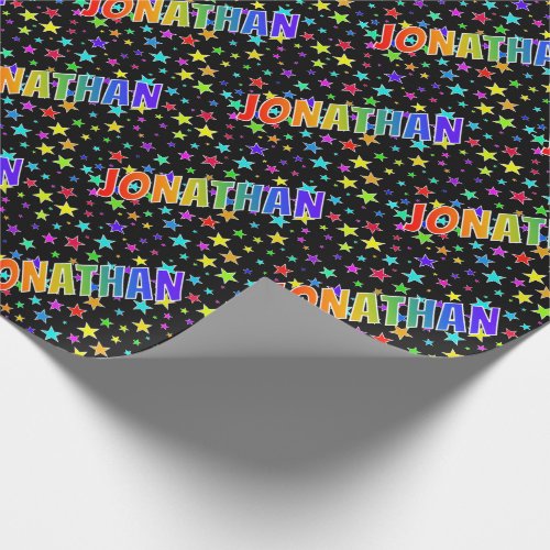 Rainbow First Name JONATHAN  Stars Wrapping Paper