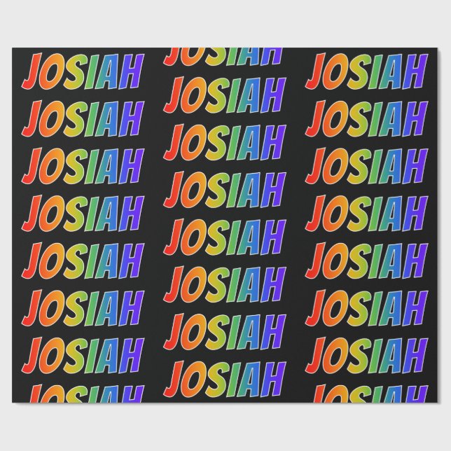 Rainbow First Name "JOSIAH"; Fun & Colorful Wrapping Paper (Flat)