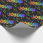[ Thumbnail: Rainbow First Name "Josiah" + Stars Wrapping Paper ]