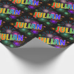 [ Thumbnail: Rainbow First Name "Julian" + Fireworks Wrapping Paper ]
