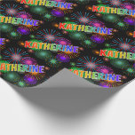 [ Thumbnail: Rainbow First Name "Katherine" + Fireworks Wrapping Paper ]