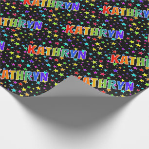 Rainbow First Name "KATHRYN" + Stars Wrapping Paper