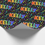 [ Thumbnail: Rainbow First Name "Kelly" + Stars Wrapping Paper ]