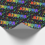 [ Thumbnail: Rainbow First Name "Kendra" + Stars Wrapping Paper ]