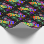 [ Thumbnail: Rainbow First Name "Kenneth" + Fireworks Wrapping Paper ]