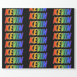 [ Thumbnail: Rainbow First Name "Kevin"; Fun & Colorful Wrapping Paper ]