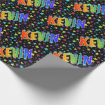 [ Thumbnail: Rainbow First Name "Kevin" + Stars Wrapping Paper ]