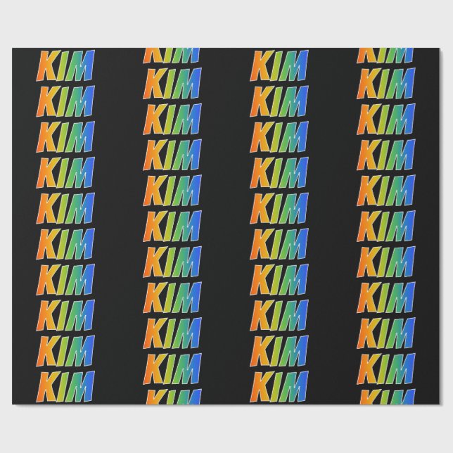Rainbow First Name "KIM"; Fun & Colorful Wrapping Paper (Flat)