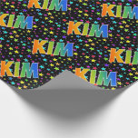 [ Thumbnail: Rainbow First Name "Kim" + Stars Wrapping Paper ]