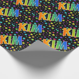 Rainbow First Name "KIM" + Stars Wrapping Paper