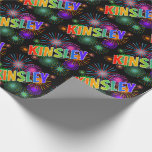 [ Thumbnail: Rainbow First Name "Kinsley" + Fireworks Wrapping Paper ]