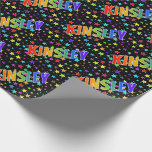 [ Thumbnail: Rainbow First Name "Kinsley" + Stars Wrapping Paper ]