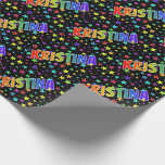 [ Thumbnail: Rainbow First Name "Kristina" + Stars Wrapping Paper ]