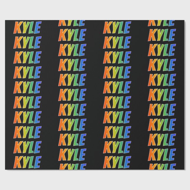 Rainbow First Name "KYLE"; Fun & Colorful Wrapping Paper (Flat)