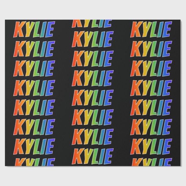 Rainbow First Name "KYLIE"; Fun & Colorful Wrapping Paper (Flat)