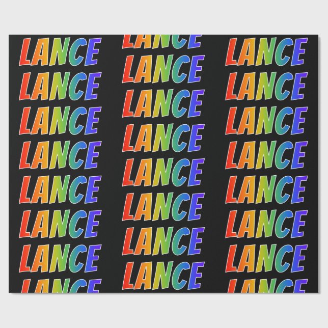 Rainbow First Name "LANCE"; Fun & Colorful Wrapping Paper (Flat)