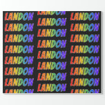 [ Thumbnail: Rainbow First Name "Landon"; Fun & Colorful Wrapping Paper ]