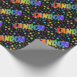 [ Thumbnail: Rainbow First Name "Landon" + Stars Wrapping Paper ]