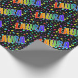 [ Thumbnail: Rainbow First Name "Laura" + Stars Wrapping Paper ]