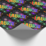 [ Thumbnail: Rainbow First Name "Laurie" + Fireworks Wrapping Paper ]