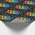 [ Thumbnail: Rainbow First Name "Leah" + Stars Wrapping Paper ]