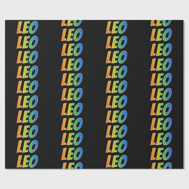 Rainbow First Name "LEO"; Fun & Colorful Wrapping Paper (Flat)