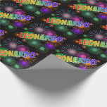 [ Thumbnail: Rainbow First Name "Leonardo" + Fireworks Wrapping Paper ]