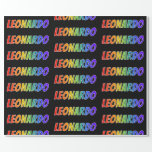 [ Thumbnail: Rainbow First Name "Leonardo"; Fun & Colorful Wrapping Paper ]