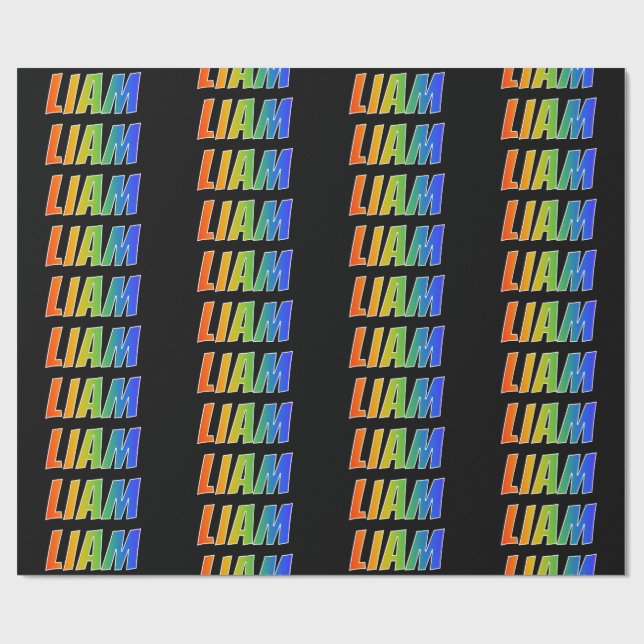 Rainbow First Name "LIAM"; Fun & Colorful Wrapping Paper (Flat)
