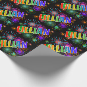 Rainbow First Name "LILLIAN" + Fireworks Wrapping Paper
